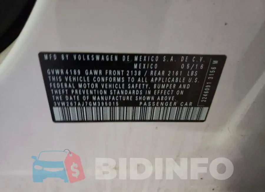 3VW267AJ7GM395015 Photo# 12
