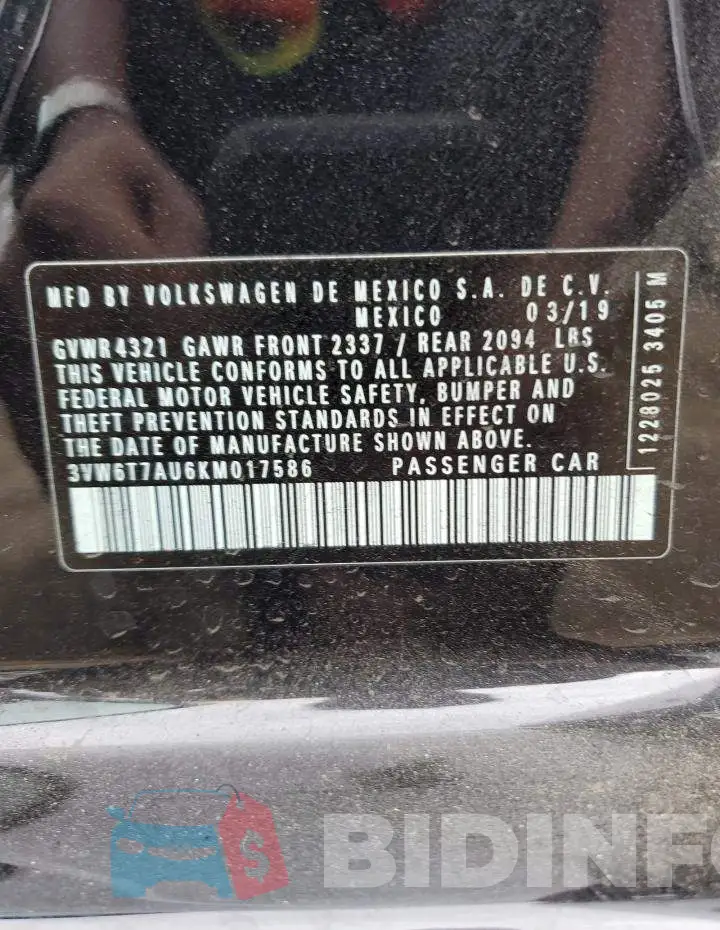 3VW6T7AU6KM017586 Photo# 12