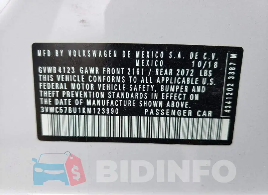 3VWC57BU1KM123990 Photo# 12