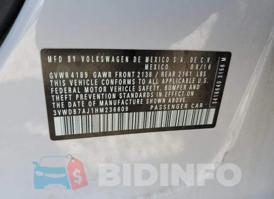 3VWDB7AJ1HM236609 Photo# 12