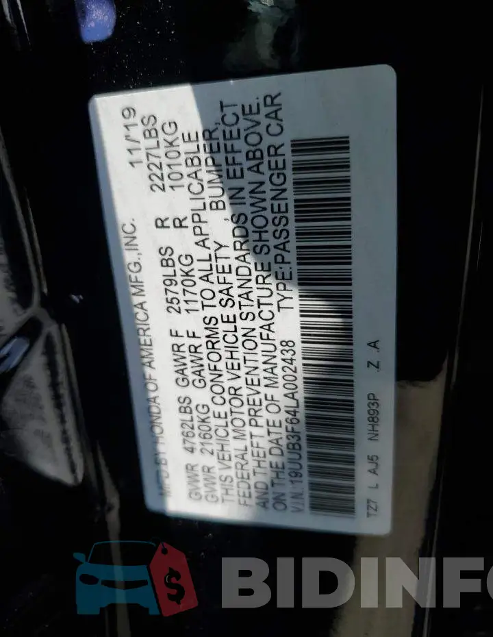19UUB3F64LA002438 Photo# 12