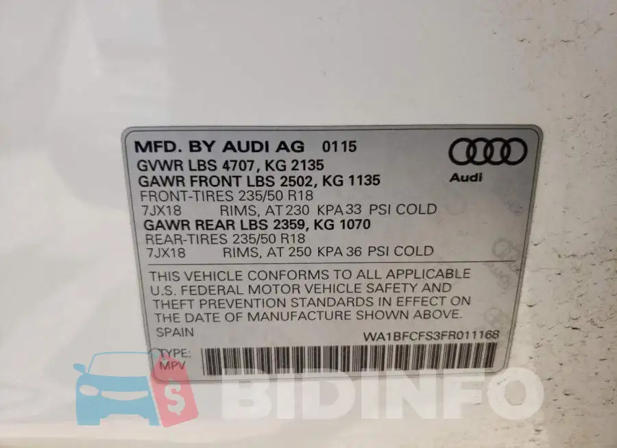 WA1BFCFS3FR011168 Photo# 12