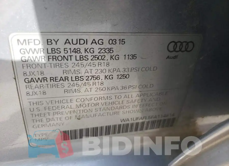 WA1UFAFL5FA114614 Photo# 12
