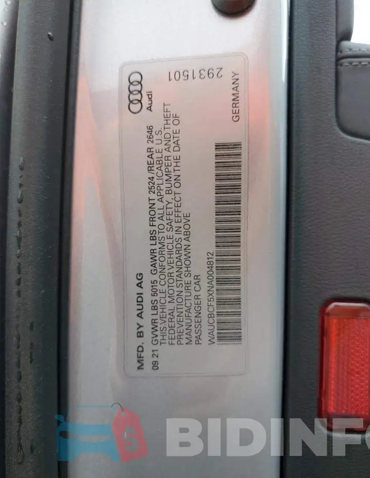 WAUCBCF5XNA004812 Photo# 12