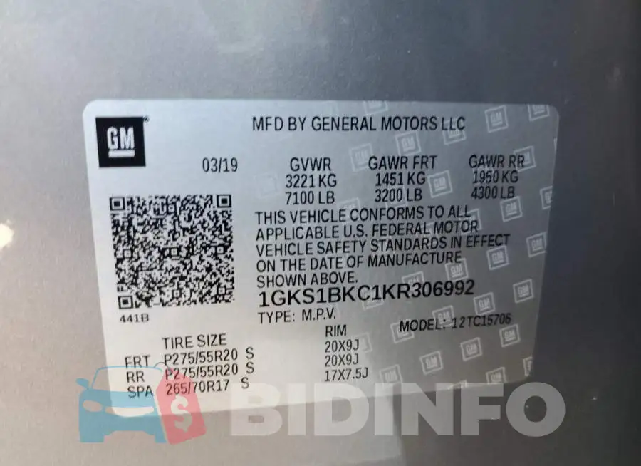 1GKS1BKC1KR306992 Photo# 13