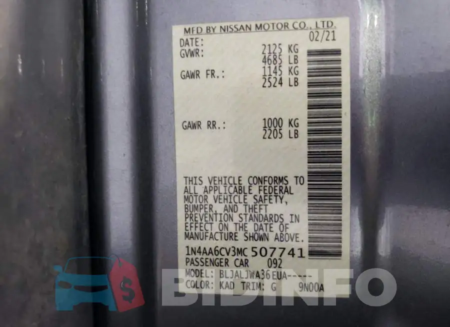 1N4AA6CV3MC507741 Photo# 12