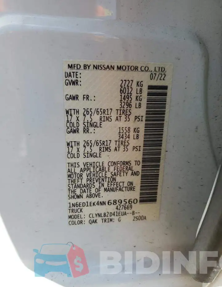 1N6ED1EK4NN689560 Photo# 13