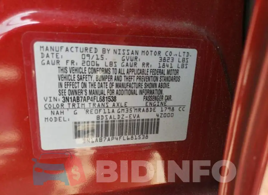 3N1AB7AP4FL681538 Photo# 12