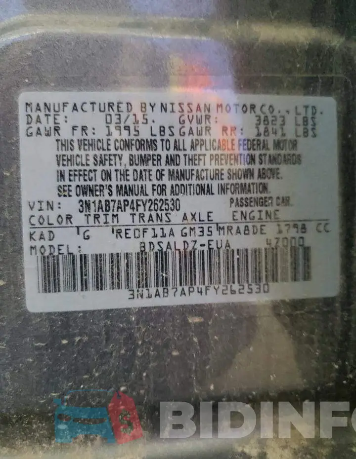 3N1AB7AP4FY262530 Photo# 13