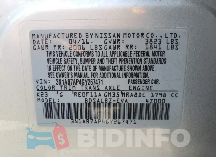 3N1AB7AP4GY267471 Photo# 13