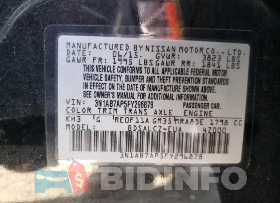 3N1AB7AP5FY296878 Photo# 13