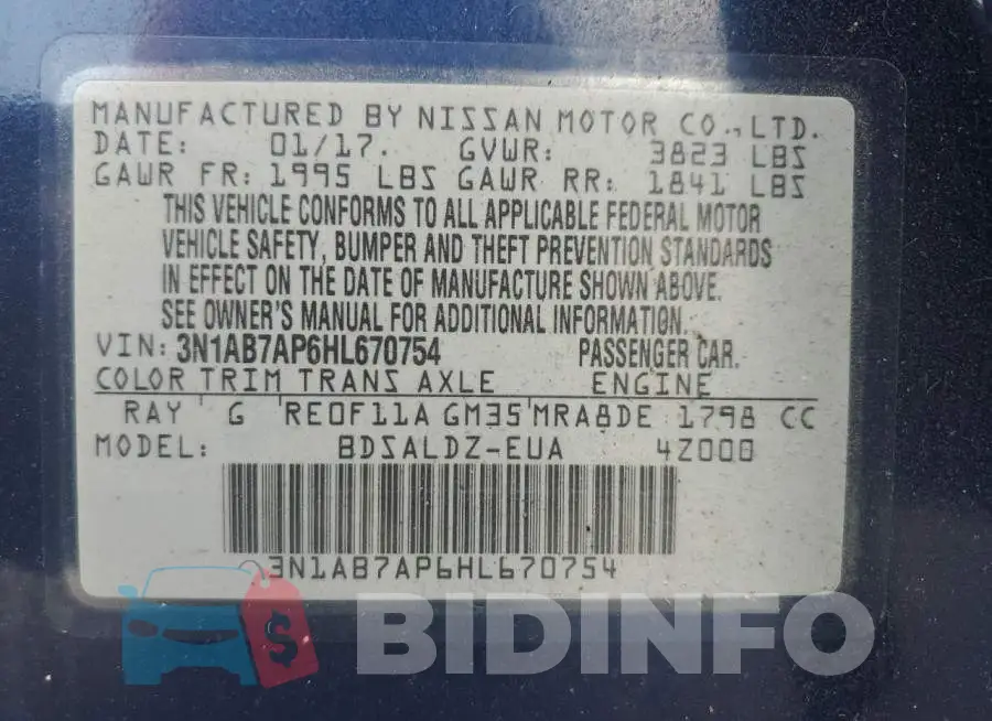 3N1AB7AP6HL670754 Photo# 12
