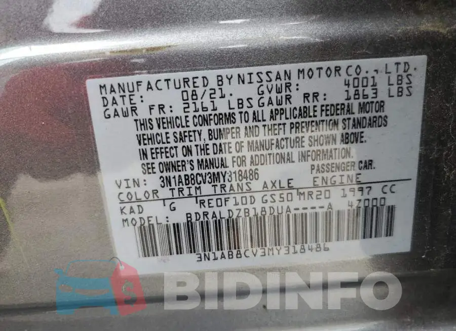 3N1AB8CV3MY318486 Photo# 12