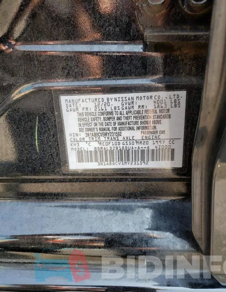 3N1AB8CV5MY231592 Photo# 12