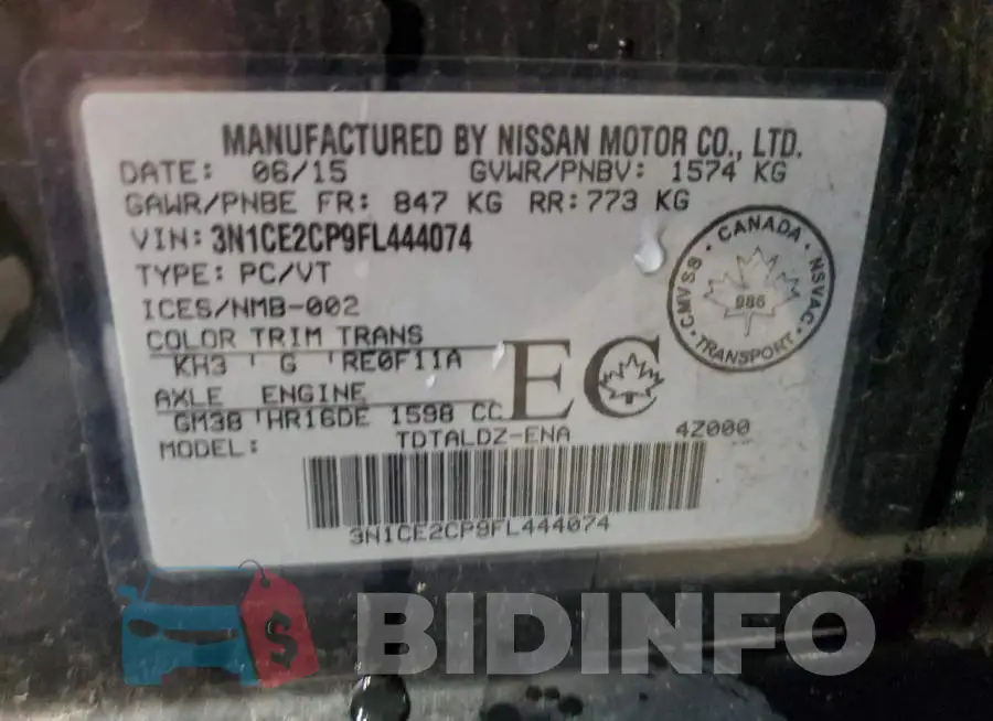 3N1CE2CP9FL444074 Photo# 12