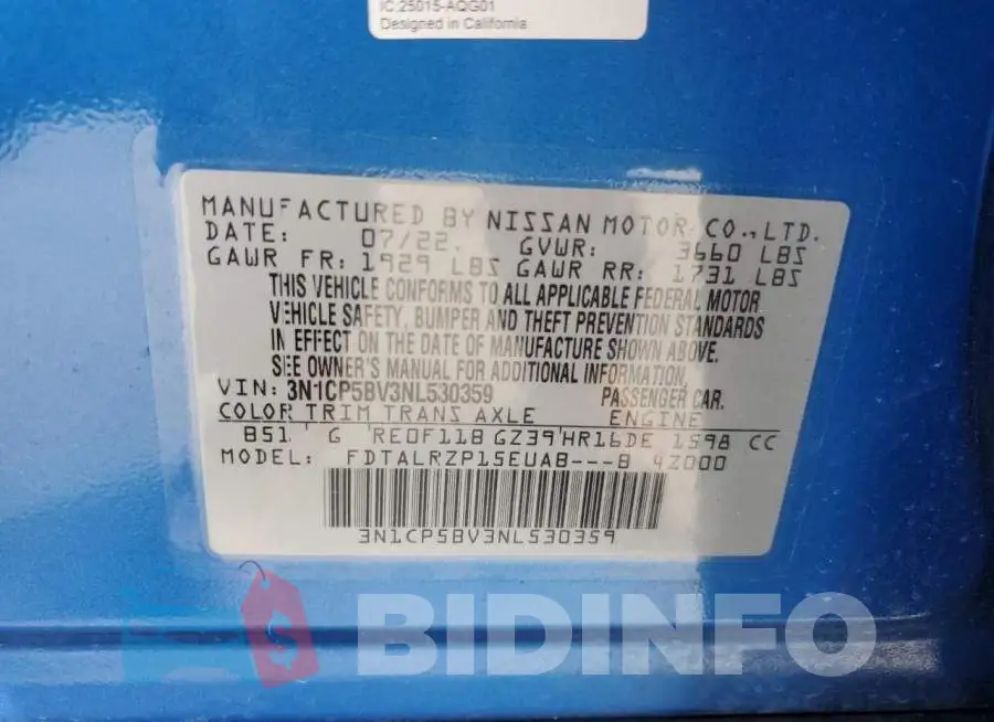 3N1CP5BV3NL530359 Photo# 14