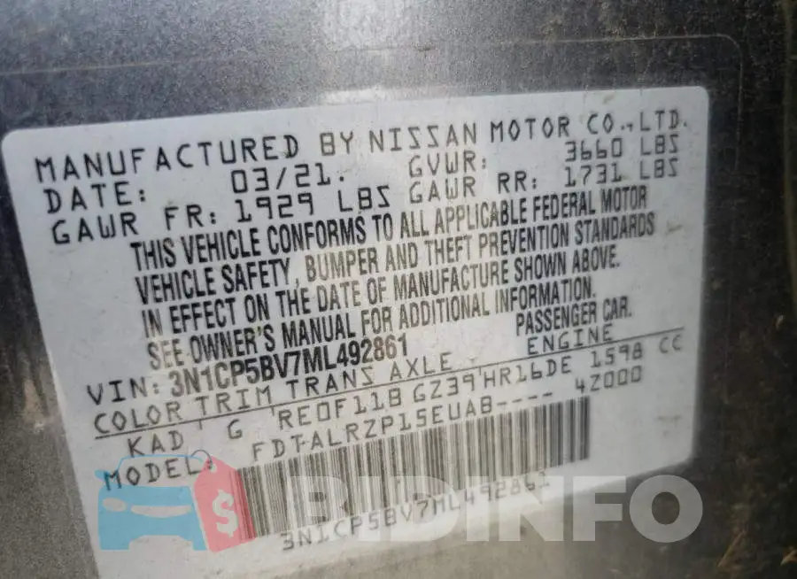 3N1CP5BV7ML492861 Photo# 12