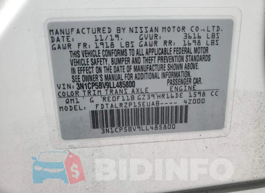 3N1CP5BV9LL485800 Photo# 13