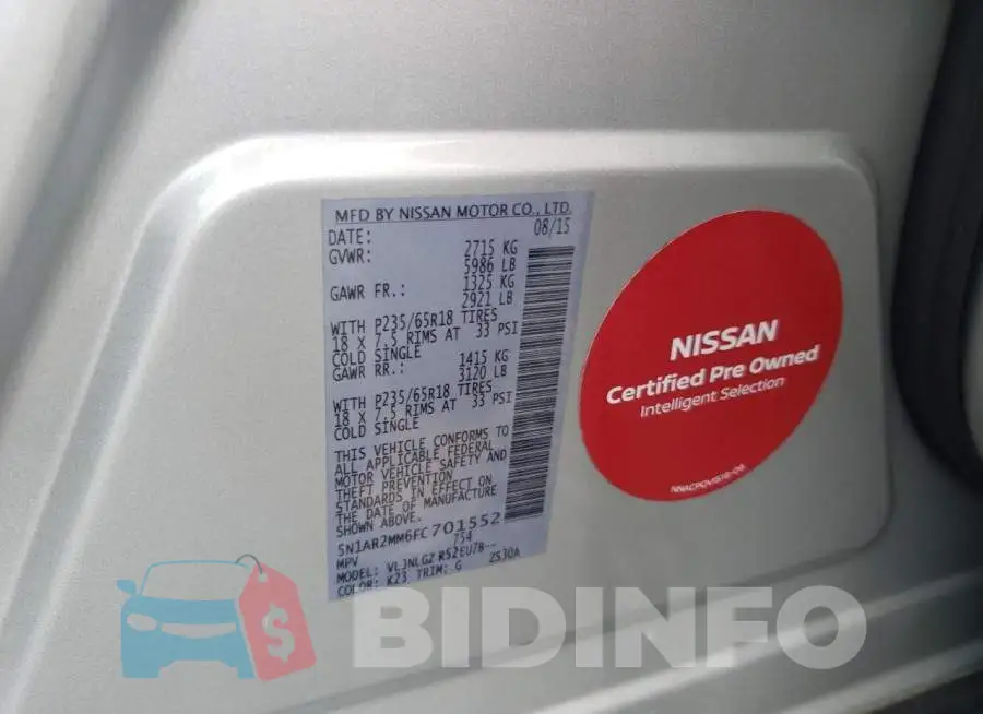 5N1AR2MM6FC701552 Photo# 13