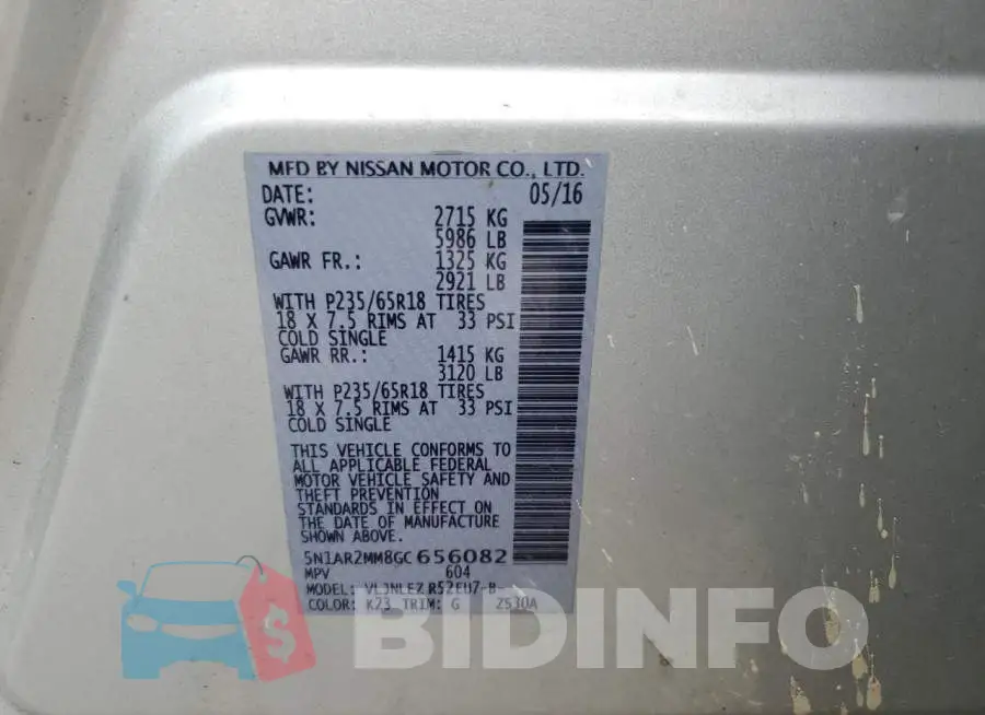 5N1AR2MM8GC656082 Photo# 13