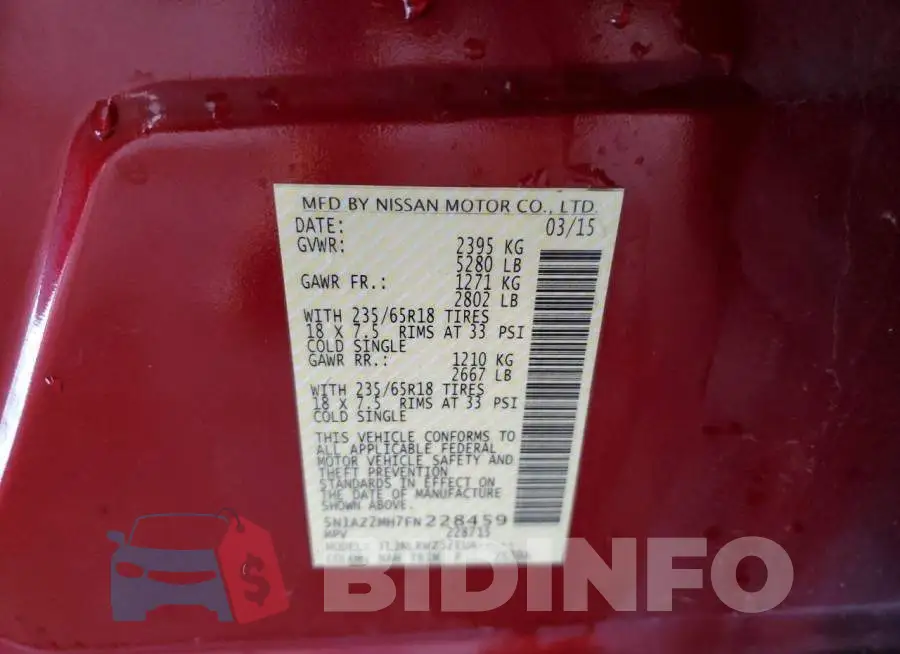 5N1AZ2MH7FN228459 Photo# 12