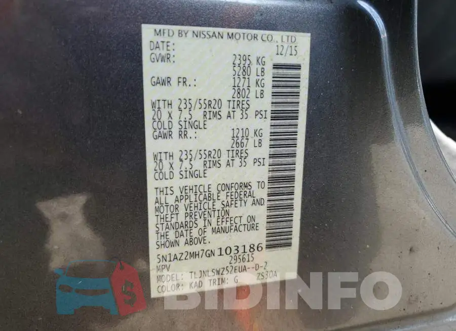 5N1AZ2MH7GN103186 Photo# 13