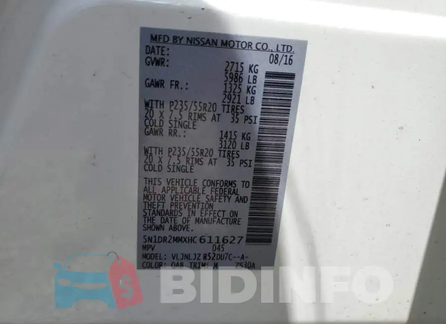 5N1DR2MMXHC611627 Photo# 13
