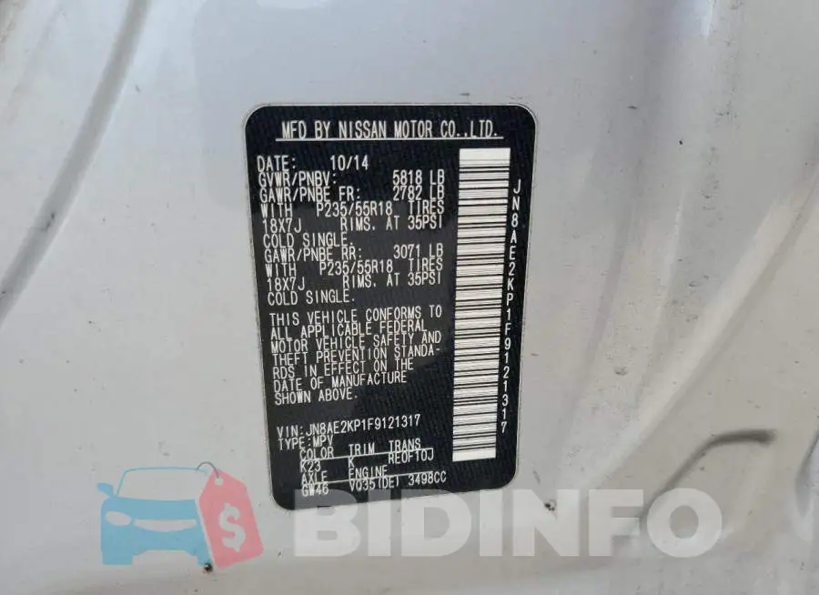 JN8AE2KP1F9121317 Photo# 12