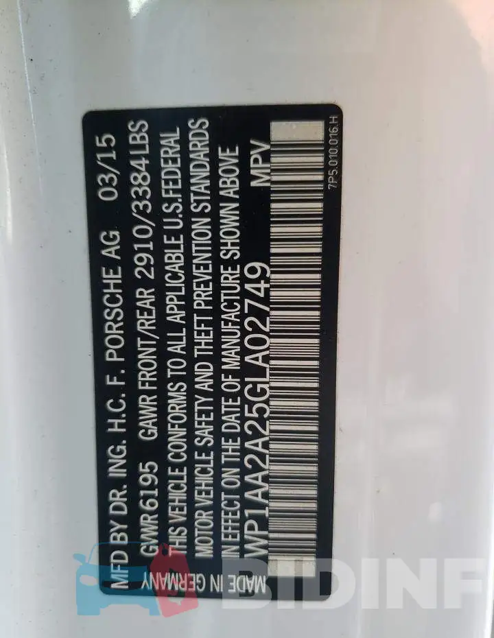 WP1AA2A25GLA02749 Photo# 13