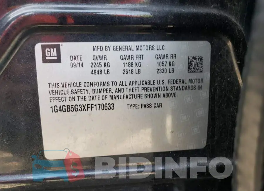 1G4GB5G3XFF170633 Photo# 12