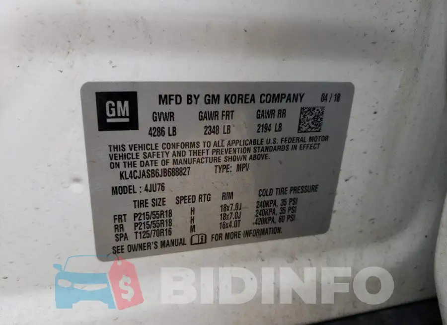 KL4CJASB6JB688827 Photo# 13