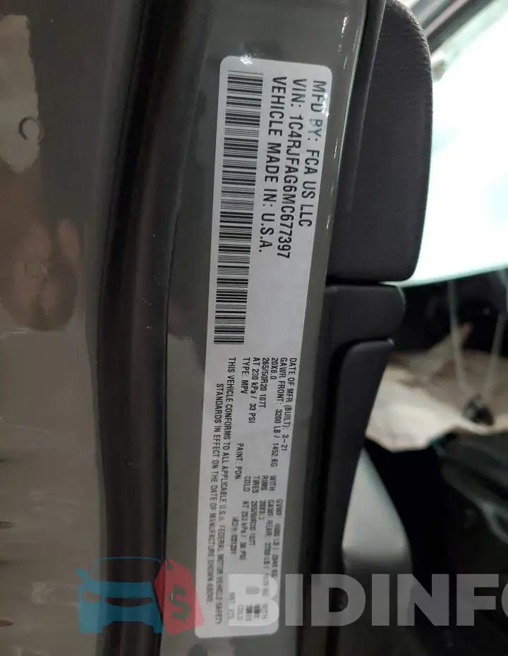 1C4RJFAG6MC677397 Photo# 13