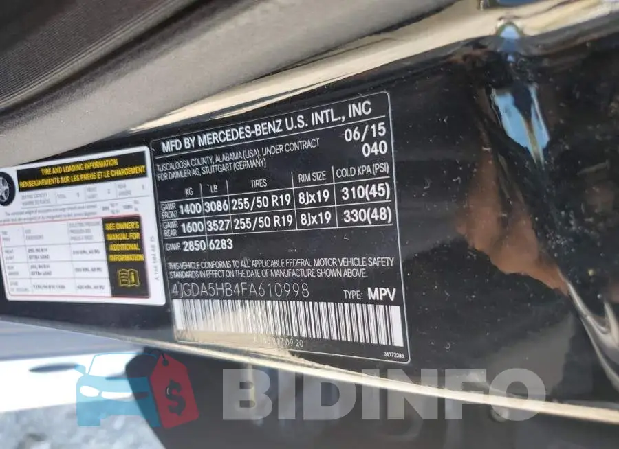 4JGDA5HB4FA610998 Photo# 13