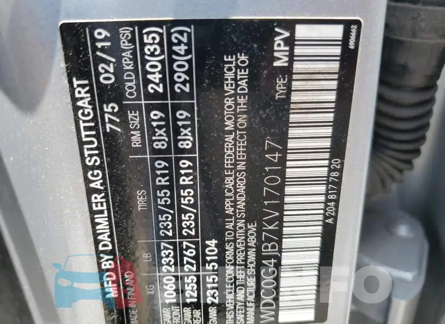 WDC0G4JB7KV170147 Photo# 12