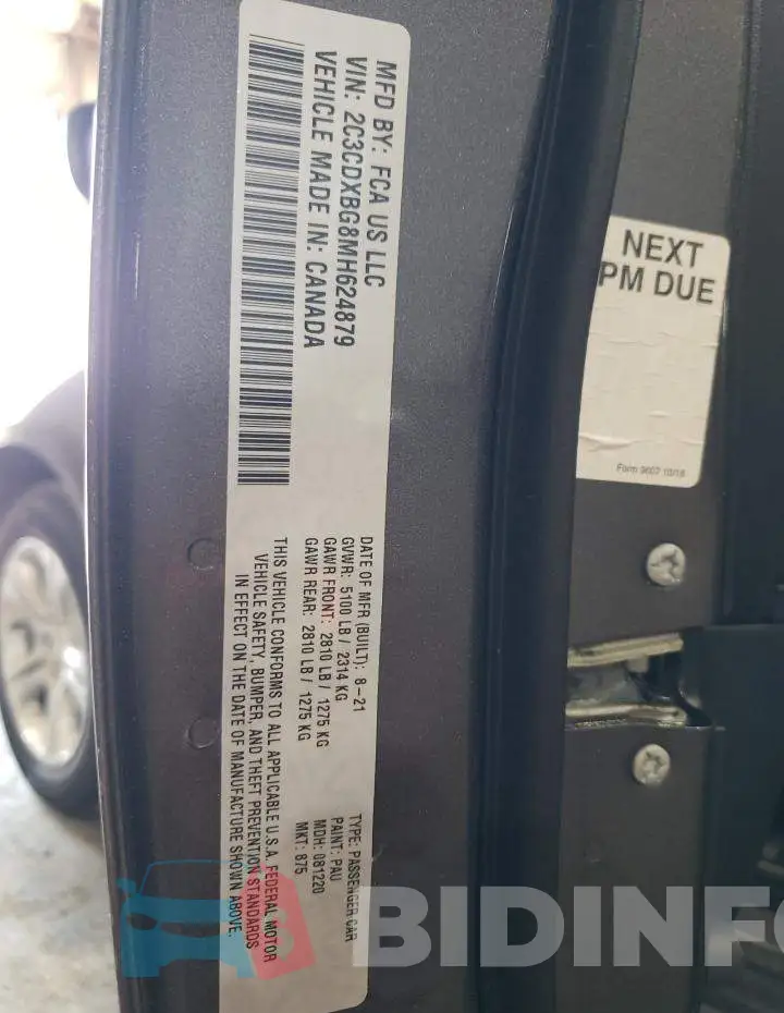 2C3CDXBG8MH624879 Photo# 12