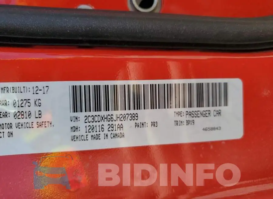 2C3CDXHG6JH207389 Photo# 12