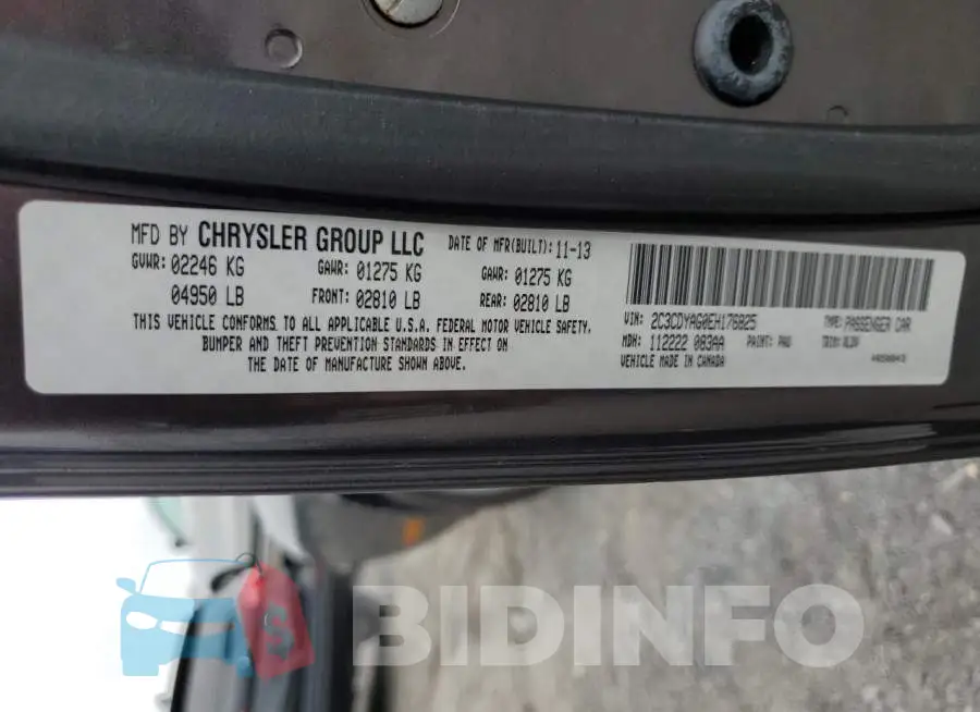 2C3CDYAG0EH176825 Photo# 12
