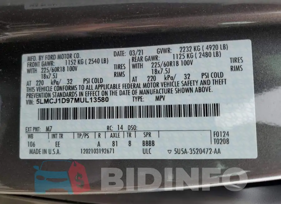 5LMCJ1D97MUL13580 Photo# 13