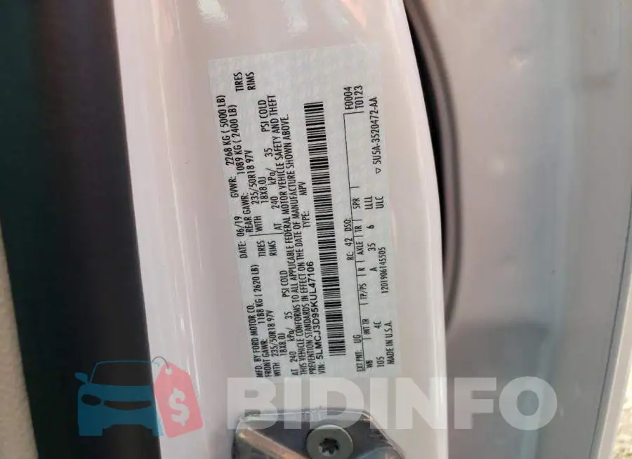 5LMCJ3D95KUL47106 Photo# 12