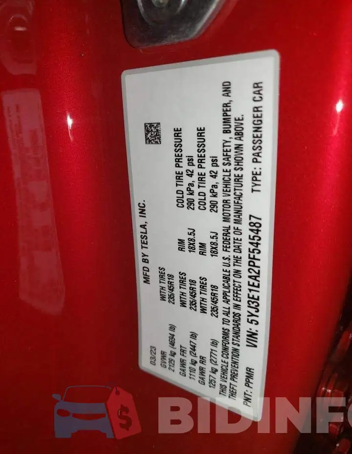 5YJ3E1EA2PF545487 Photo# 12