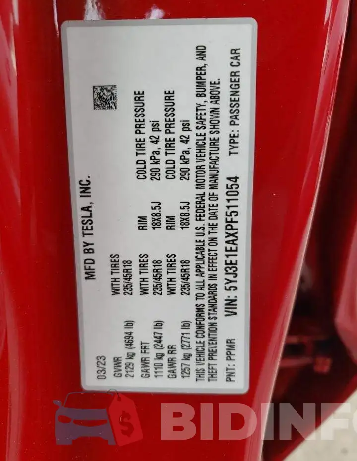 5YJ3E1EAXPF511054 Photo# 12