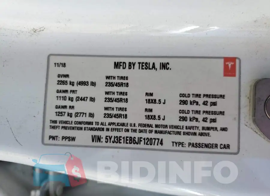 5YJ3E1EB6JF120774 Photo# 12