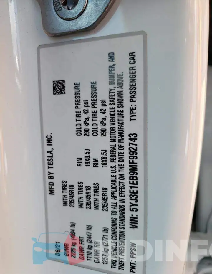 5YJ3E1EB9MF992743 Photo# 12