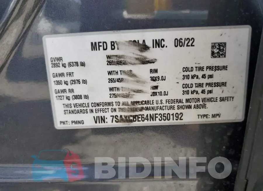7SAXCBE64NF350192 Photo# 12