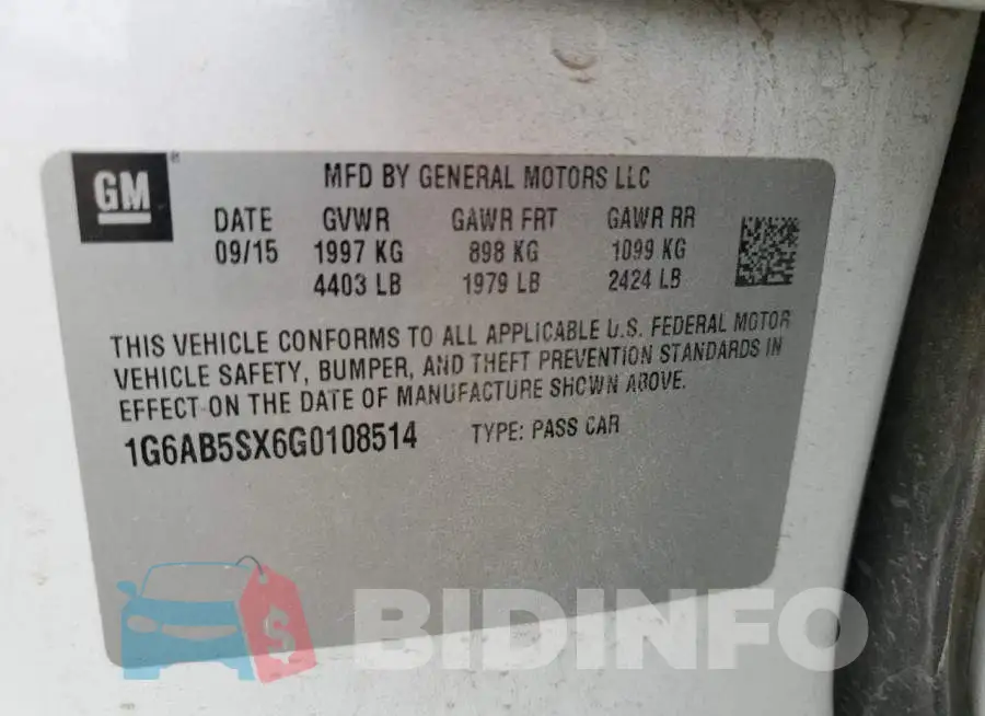 1G6AB5SX6G0108514 Photo# 12