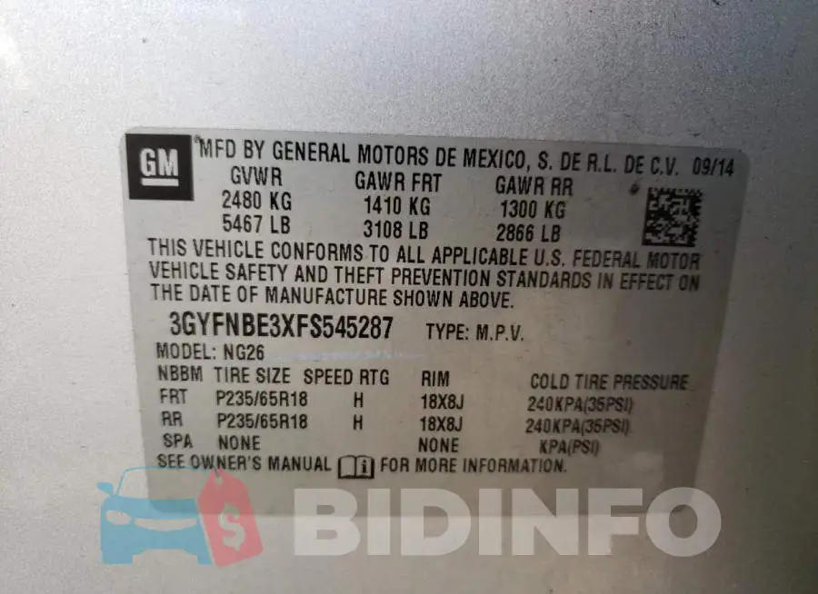 3GYFNBE3XFS545287 Photo# 13