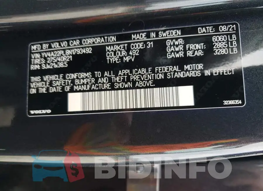 YV4A22PL8N1793492 Photo# 14