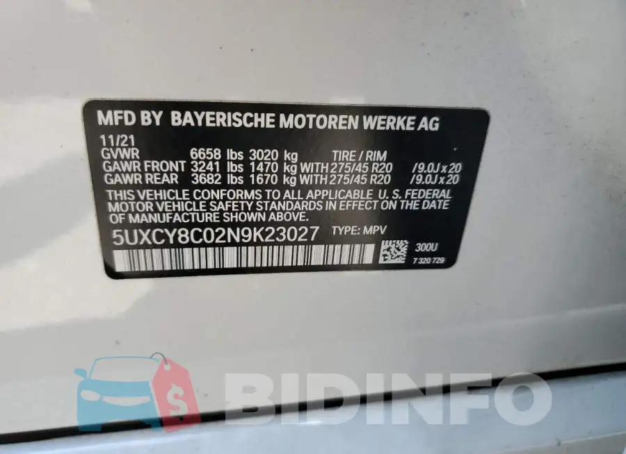 5UXCY8C02N9K23027 Photo# 12