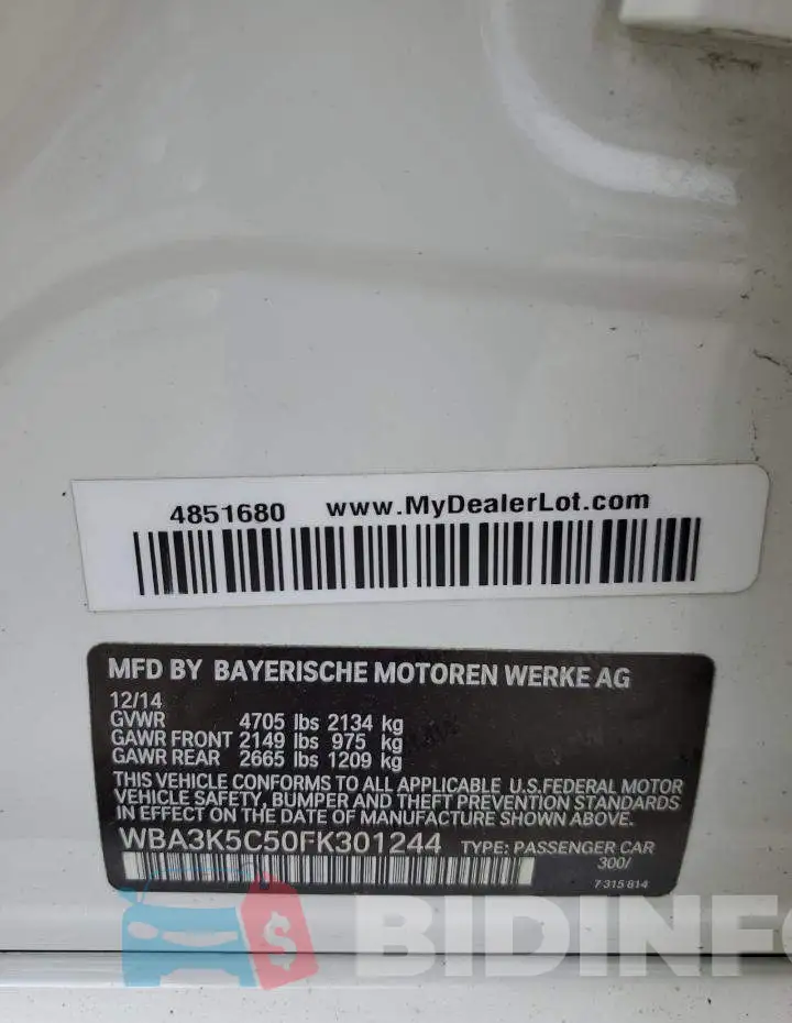 WBA3K5C50FK301244 Photo# 12