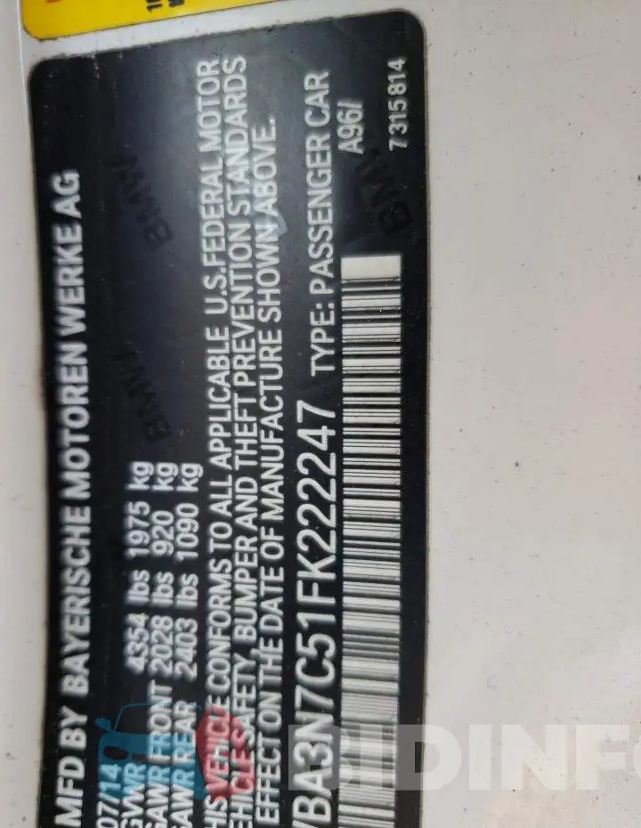 WBA3N7C51FK222247 Photo# 13